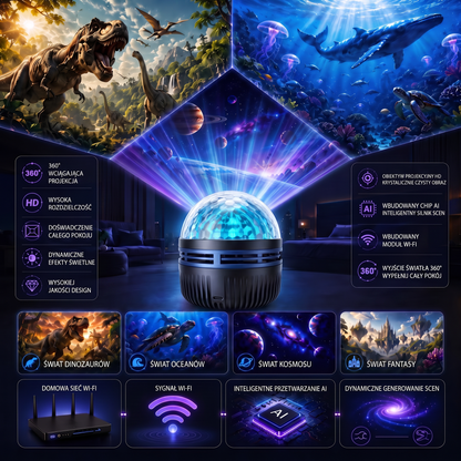 𝑺𝑪𝑵𝑫𝑹® 🎄🌌🦖360° inteligentny holograficzny projektor rozgwieżdżonego nieba — HD Smart Dynamic 5D