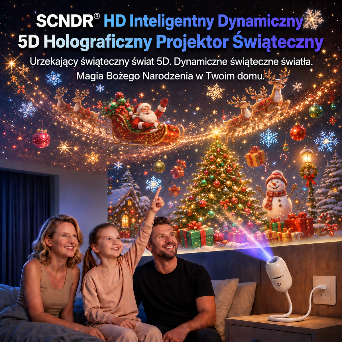 🎄SCNDR® ❄️❄️Projektor HD – idealny Prezent na Święta | Rzutnik LED (Prosta Obsługa)