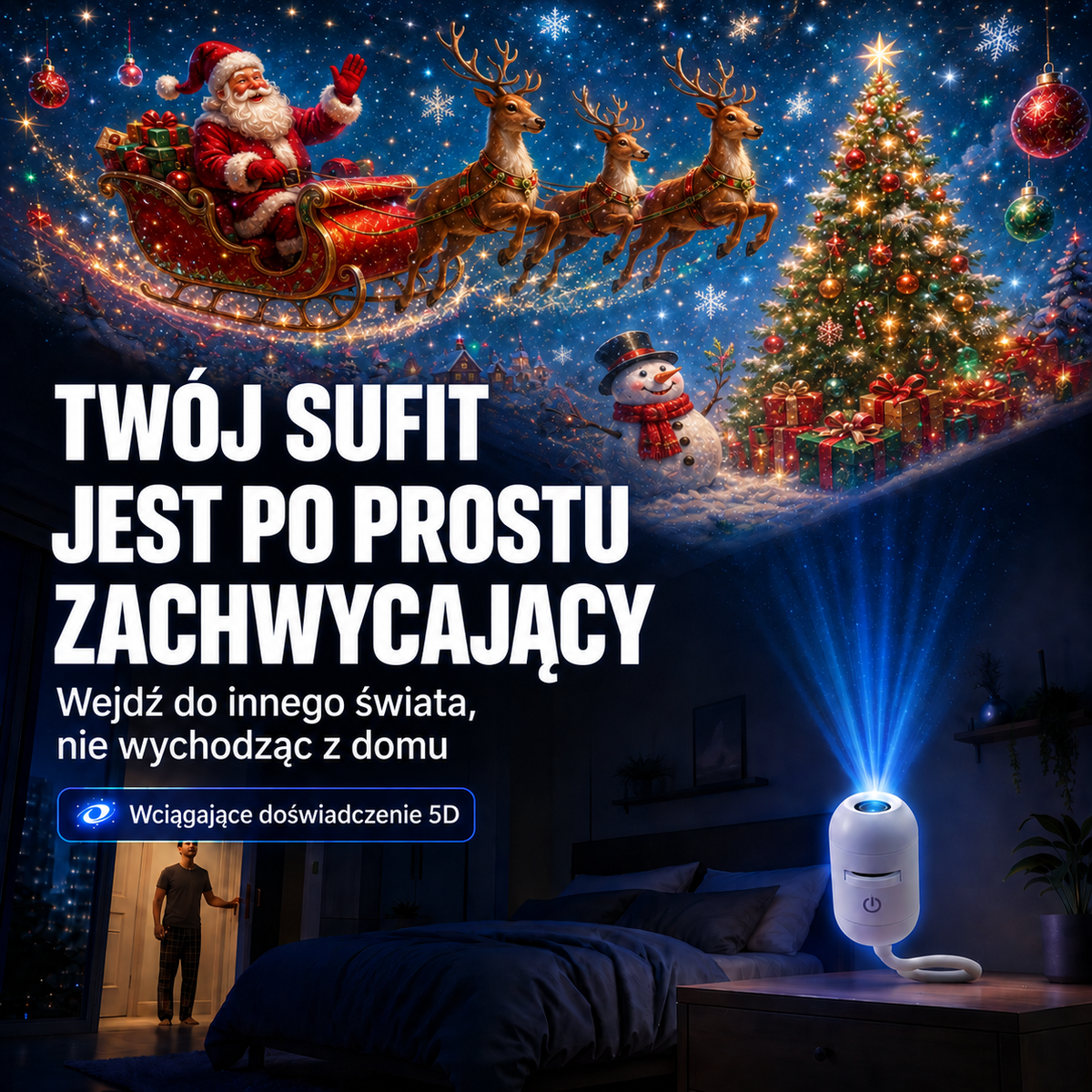 🎄SCNDR® ❄️❄️Projektor HD – idealny Prezent na Święta | Rzutnik LED (Prosta Obsługa)