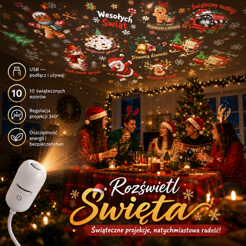 🎄SCNDR® ❄️❄️Projektor HD – idealny Prezent na Święta | Rzutnik LED (Prosta Obsługa)