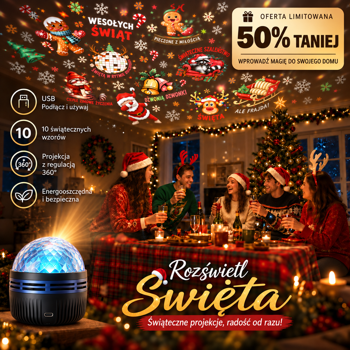 𝑺𝑪𝑵𝑫𝑹® 🎄🌌🦖360° inteligentny holograficzny projektor rozgwieżdżonego nieba — HD Smart Dynamic 5D