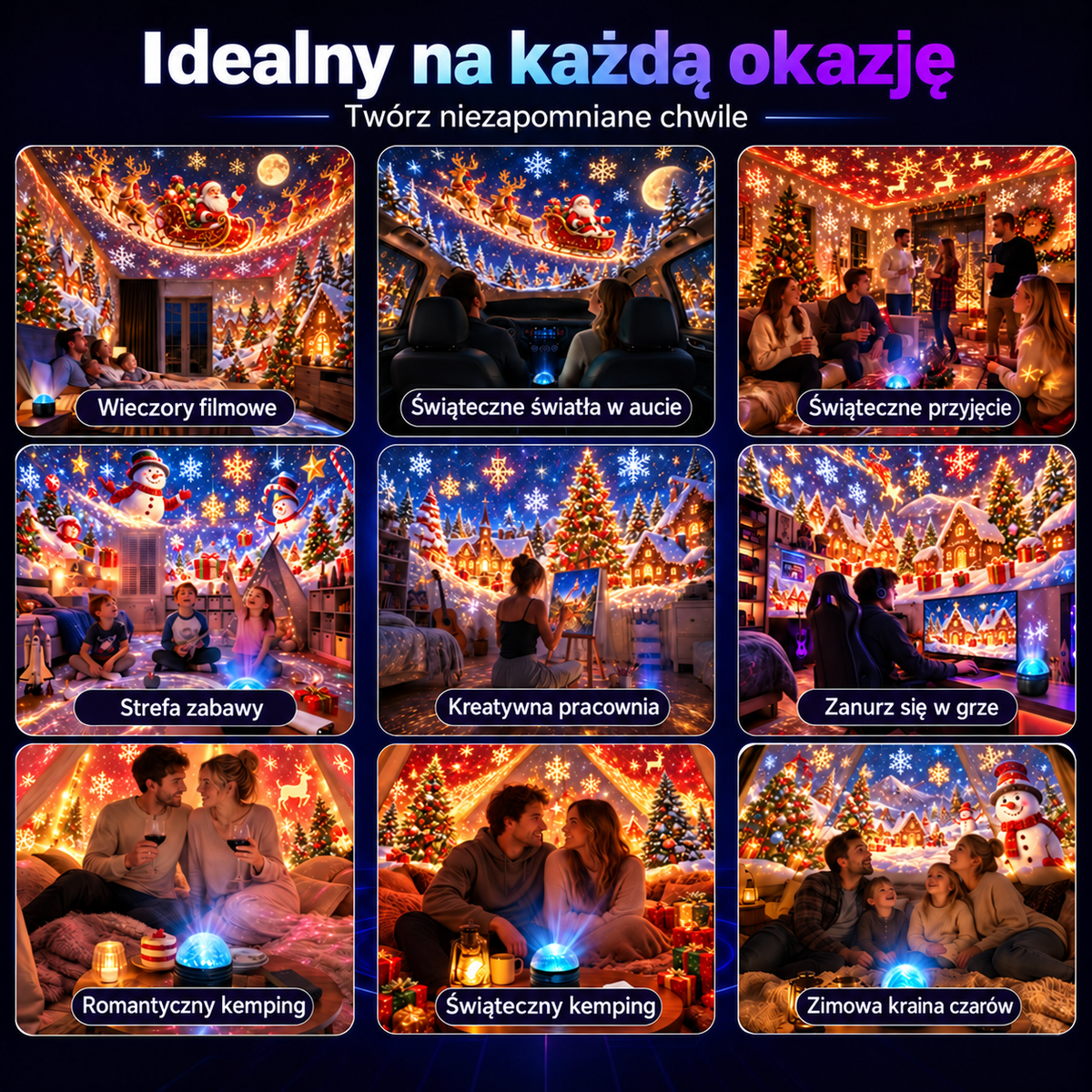 𝑺𝑪𝑵𝑫𝑹® 🎁🎄🦖360° inteligentny holograficzny projektor rozgwieżdżonego nieba — HD Smart Dynamic 5D