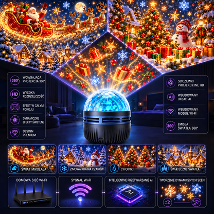 𝑺𝑪𝑵𝑫𝑹® 🎁🎄🦖360° inteligentny holograficzny projektor rozgwieżdżonego nieba — HD Smart Dynamic 5D