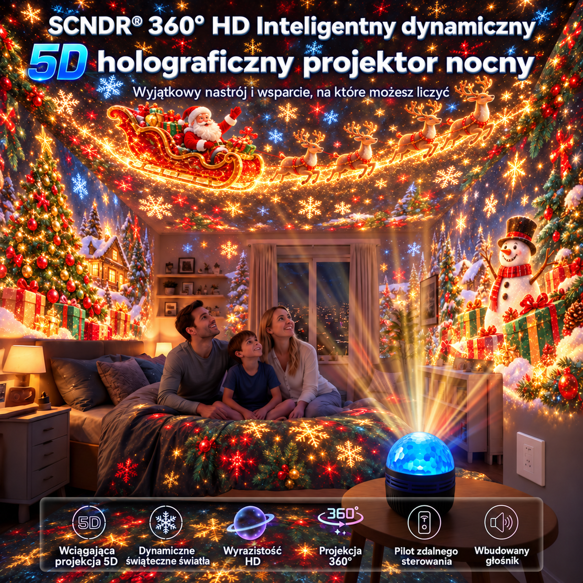 𝑺𝑪𝑵𝑫𝑹® 🎁🎄🦖360° inteligentny holograficzny projektor rozgwieżdżonego nieba — HD Smart Dynamic 5D